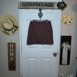 Red & Black Checkered Print Wool Skater Pencil Skirt With Pockets Whimsigoth 10